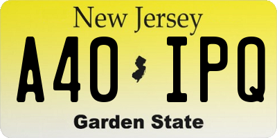 NJ license plate A40IPQ