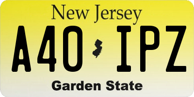 NJ license plate A40IPZ