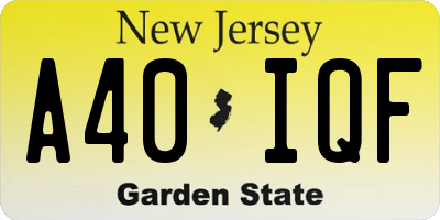 NJ license plate A40IQF
