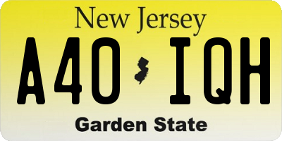 NJ license plate A40IQH