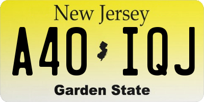 NJ license plate A40IQJ