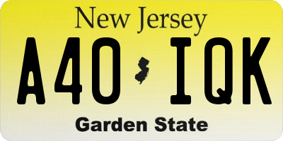 NJ license plate A40IQK