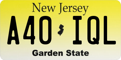 NJ license plate A40IQL