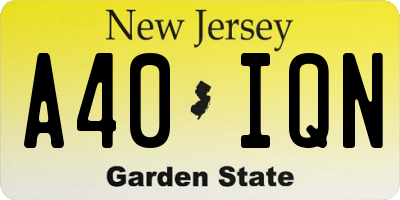 NJ license plate A40IQN