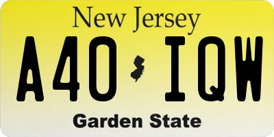NJ license plate A40IQW