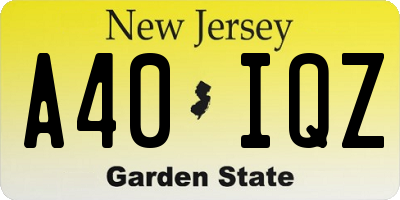 NJ license plate A40IQZ