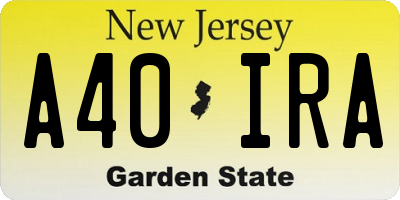 NJ license plate A40IRA