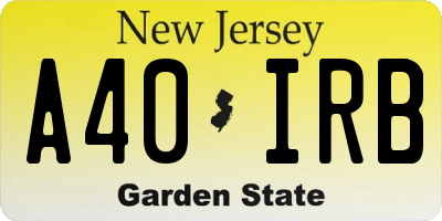 NJ license plate A40IRB