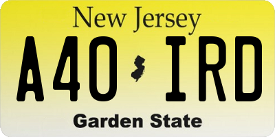 NJ license plate A40IRD