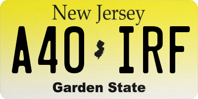 NJ license plate A40IRF