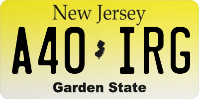 NJ license plate A40IRG