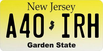 NJ license plate A40IRH