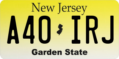 NJ license plate A40IRJ