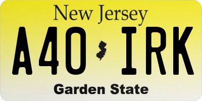 NJ license plate A40IRK