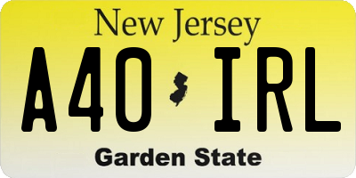 NJ license plate A40IRL