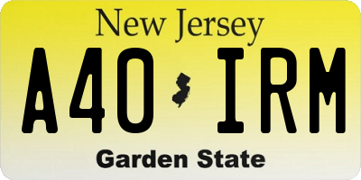 NJ license plate A40IRM