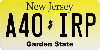 NJ license plate A40IRP