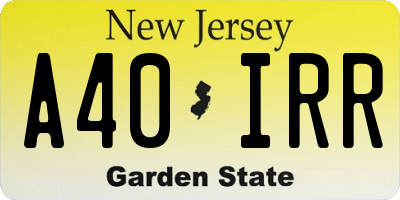 NJ license plate A40IRR
