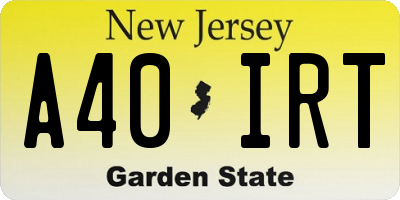 NJ license plate A40IRT