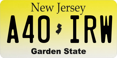 NJ license plate A40IRW