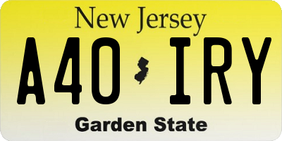 NJ license plate A40IRY