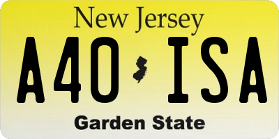 NJ license plate A40ISA
