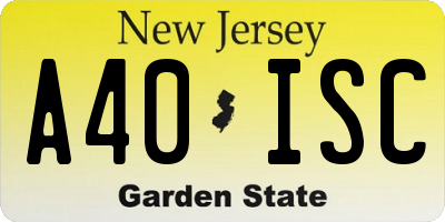 NJ license plate A40ISC