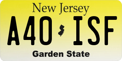 NJ license plate A40ISF