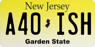 NJ license plate A40ISH