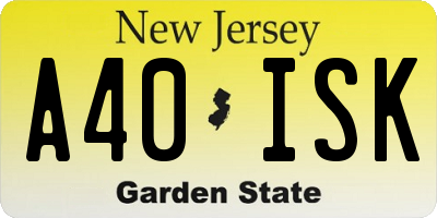 NJ license plate A40ISK