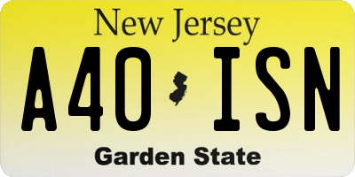 NJ license plate A40ISN
