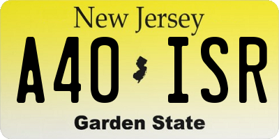 NJ license plate A40ISR