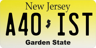 NJ license plate A40IST