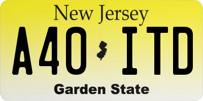 NJ license plate A40ITD