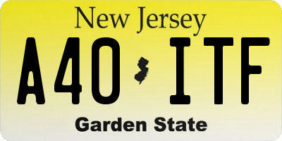 NJ license plate A40ITF