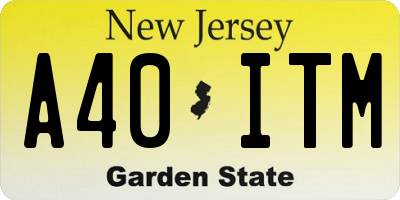 NJ license plate A40ITM
