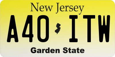 NJ license plate A40ITW