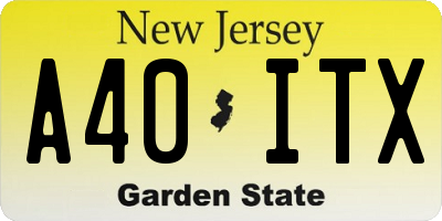NJ license plate A40ITX