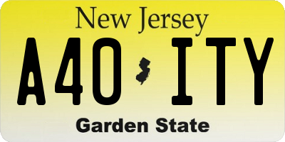 NJ license plate A40ITY