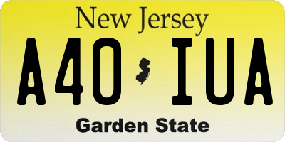 NJ license plate A40IUA