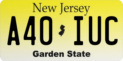 NJ license plate A40IUC
