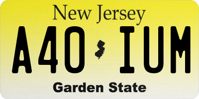 NJ license plate A40IUM
