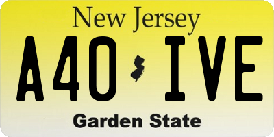 NJ license plate A40IVE