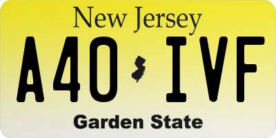 NJ license plate A40IVF