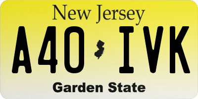 NJ license plate A40IVK