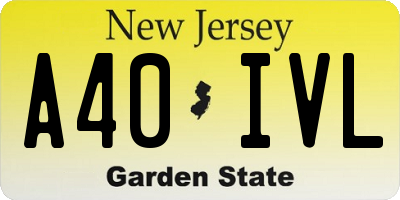 NJ license plate A40IVL