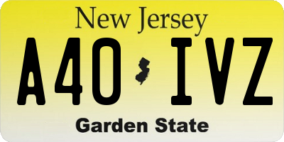 NJ license plate A40IVZ