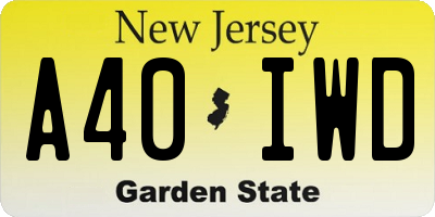 NJ license plate A40IWD