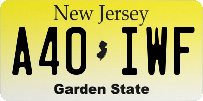 NJ license plate A40IWF