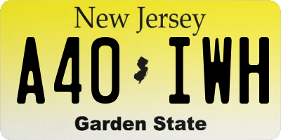NJ license plate A40IWH